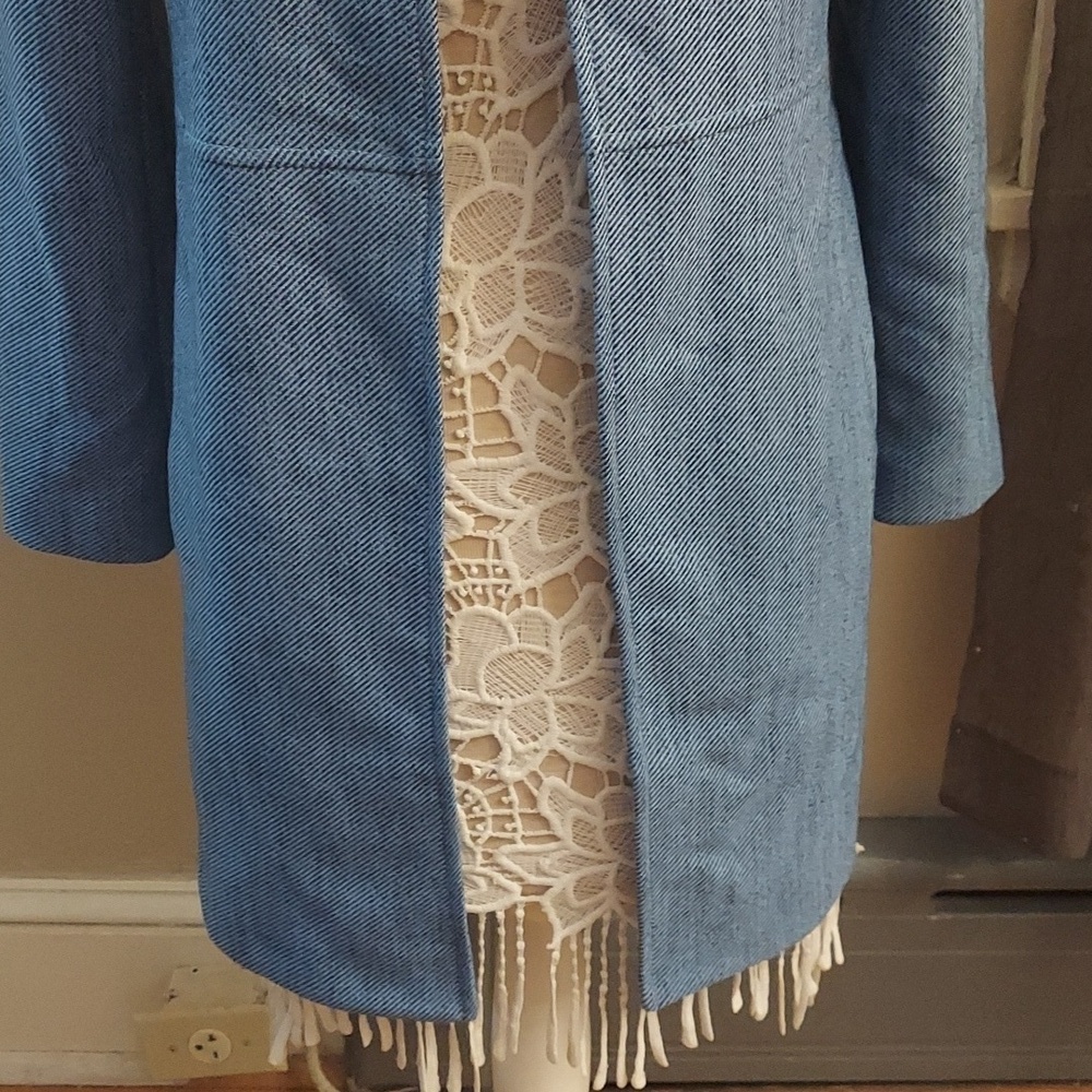 CHICOS Elongated Indigo Open Front Longline Blazer Jacket - Picture 6 of 12